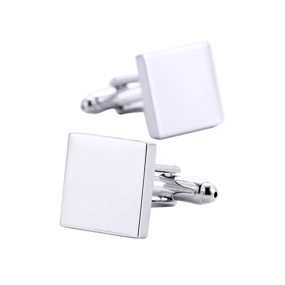 Herren Manschettenknöpfe Quadrat Design – 4 Farben aus Kupfer | Elegante Ärmelknöpfe für Business, Hochzeit & Geschenk Kaufschwan® Silber