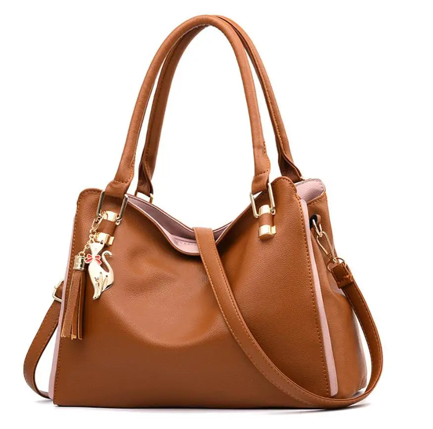 Damen Messenger Handtasche New Tide – Schlichte Top-Handle & Schultertasche | Modische Tote für Party & Alltag Kaufschwan® Braun 32x14x23cm