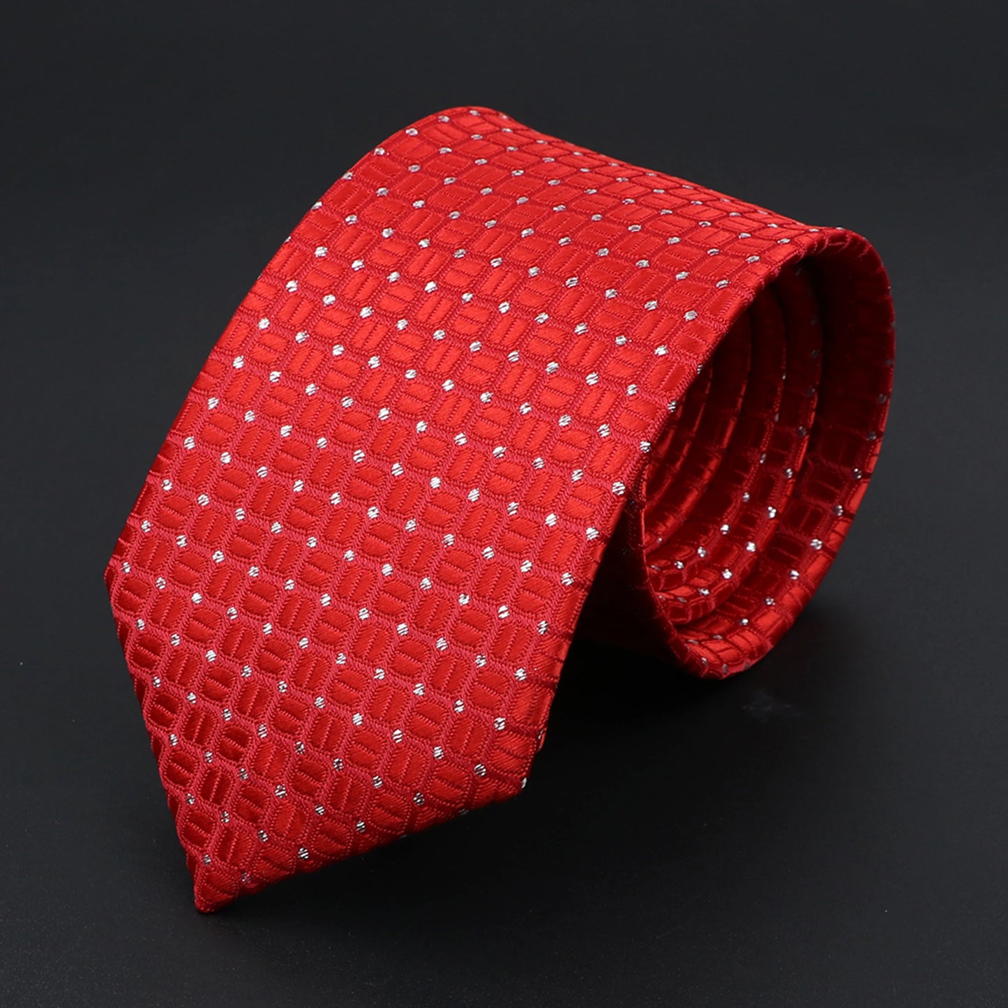 Herren Jacquard-Krawatte mit Punkten & Streifen – Klassische Polyester-Krawatte | Weiche Cravate in Blau, Schwarz, Rot & Rosa für Business & Alltag Kaufschwan®