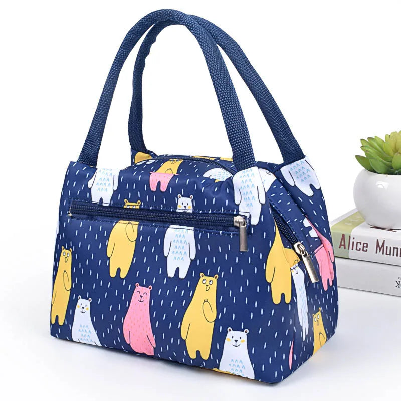 Flamingo Picknick Lunch Tasche – Tragbare Isolierte Kühltasche für Damen | Wasserdichte Thermo Lunchbox mit Reißverschluss für Strand, Schule & Reisen Kaufschwan® Dunkelblau