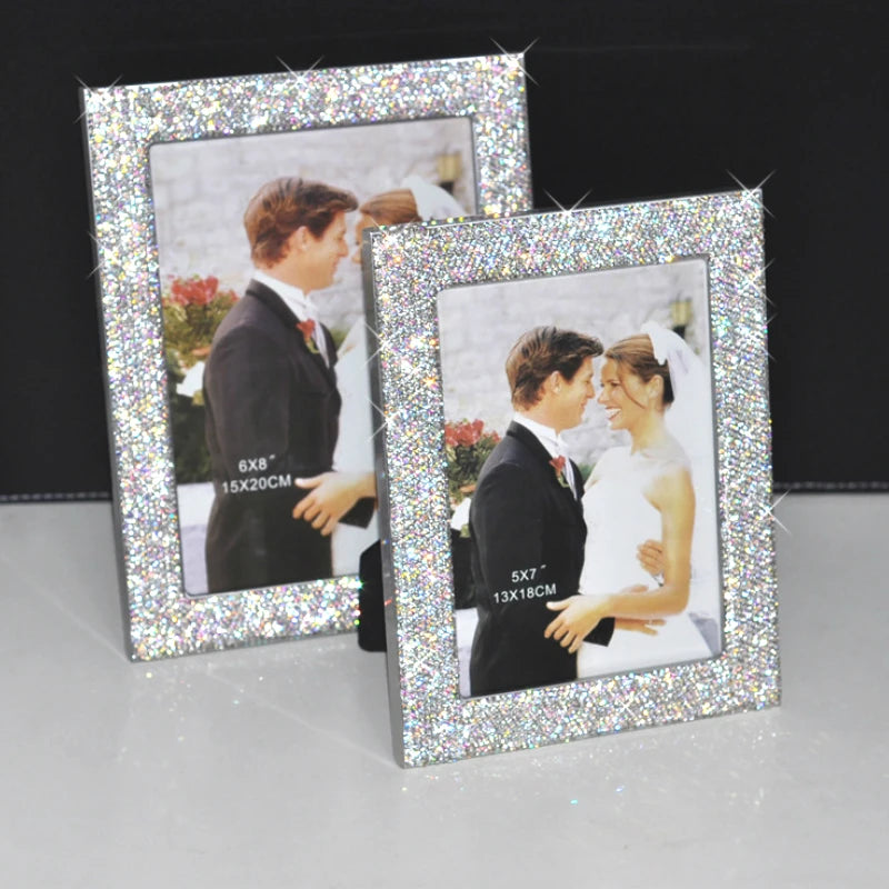 Kristall Strass Bilderrahmen – Glitzernder Bling Fotorahmen für Schreibtisch und Wohnraum Dekoration Kaufschwan® 10x15cm