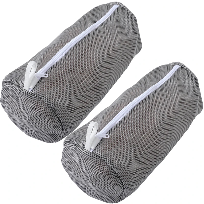 Schuh-Wäschenetz für Waschmaschine – Honigwaben-Mesh Waschbeutel mit Reißverschluss | Schuhreinigungsbeutel für Sneaker & Laufschuhe (39×18cm) Kaufschwan® Grau - 2 Stück