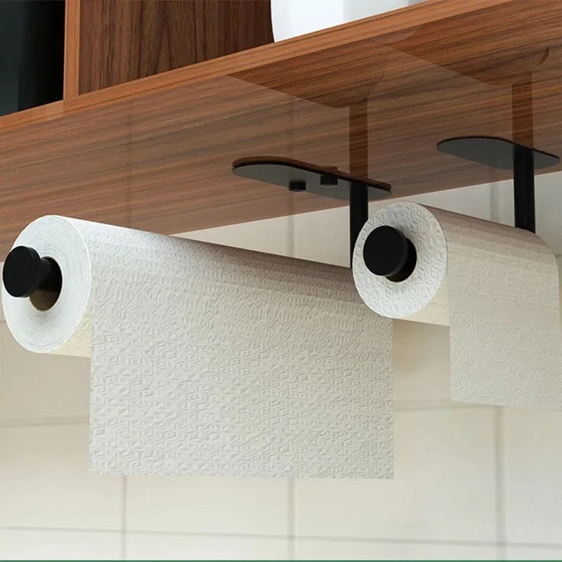 Schwarzer Selbstklebender Küchenrollenhalter – Wandmontage für Küche & Bad Aufbewahrung Kaufschwan®