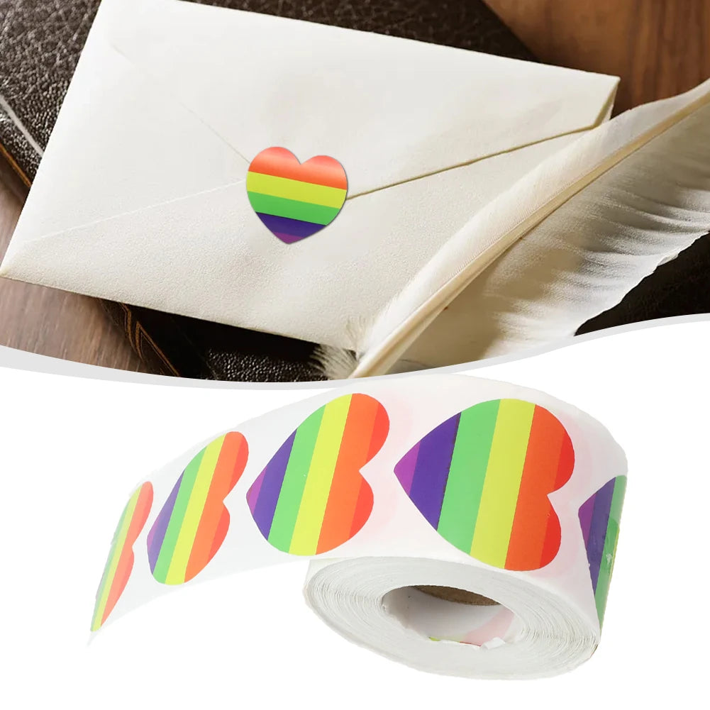 500 Stück Pride Aufkleber – Regenbogen Herz & Quadrat Etiketten | 3,8cm/2,5cm Klebeaufkleber für Tasse, Tasche, Vase & DIY-Dekoration Kaufschwan®