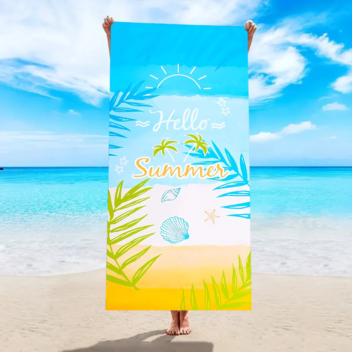 Ultrafeines Mikrofaser Strandtuch – Schnell Trocknend & Saugfähig | Multifunktionales Handtuch für Schwimmen, Yoga, Reisen & Camping Kaufschwan® Gelb-Weiß 180x90cm