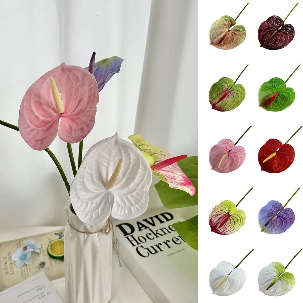 Mehrfarbige Künstliche Kleine Anthurie 60cm – Real-Touch Gummiblume für Zuhause, Fotorequisiten & Tropische Dekoration Kaufschwan®