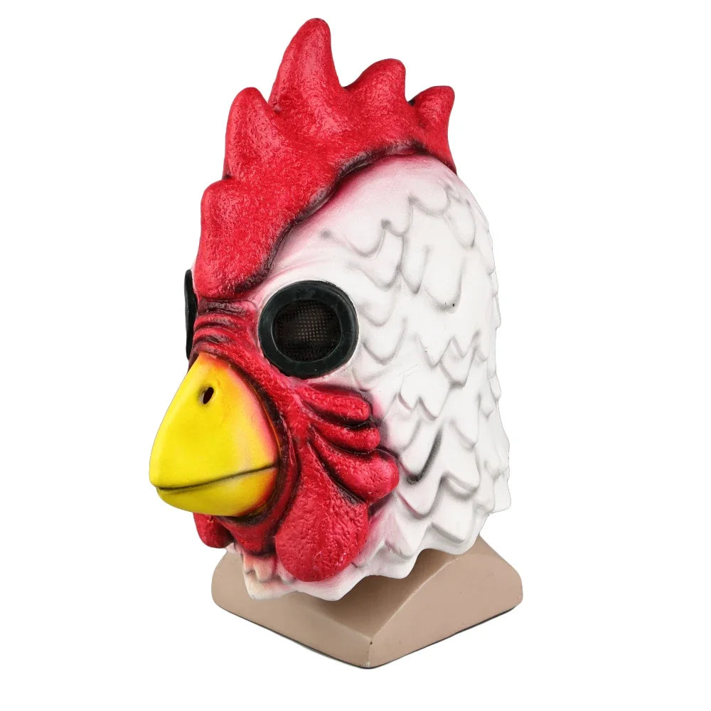 Cosplay Latex Miami Hahn Maske – Lustige Hühnerkopf Tiermaske für Halloween, Maskerade & Erwachsene Kostümpartys Kaufschwan® Hahn