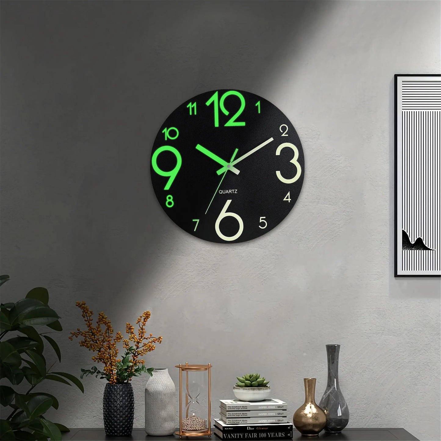 Leuchtende Wanduhr im Dunkeln – Leise Quarz Uhr mit Holzoptik Kaufschwan®
