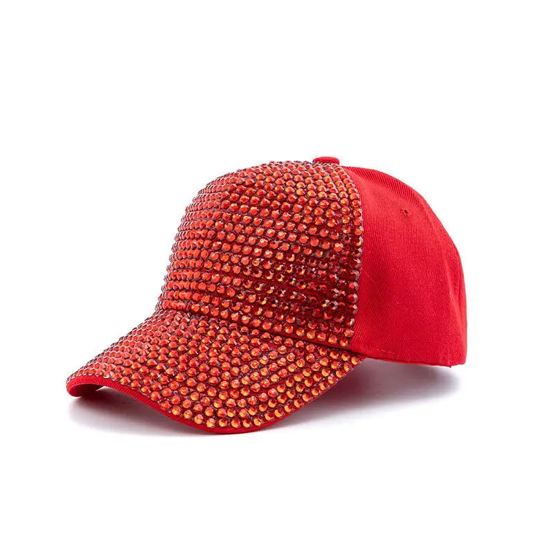 Damen Diamant Baseballkappe | Sommer & Herbst Baseballcap für Damen | Fashion Hip-Hop Reise Baseballcap Kaufschwan® Rot