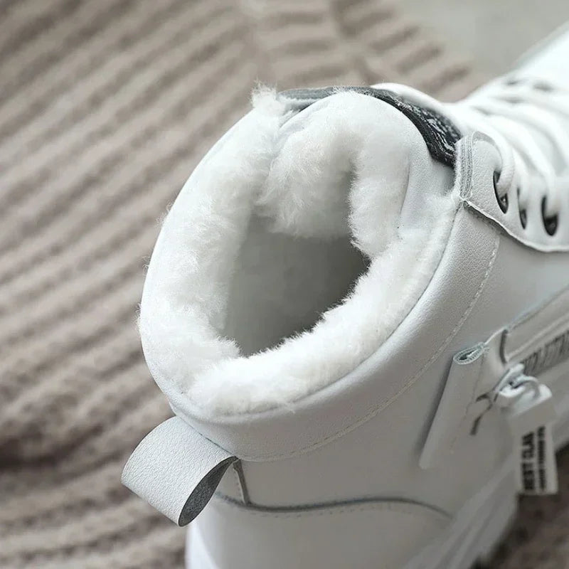 Damen Winter Schneestiefel – Warme High-Top Plateau Sneakers | Kunstfell Gefütterte Knöchelstiefel Kaufschwan®
