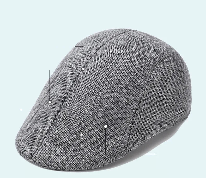 Herren Baumwoll-Leinen Barett Baseballcap | Frühling & Herbst Britische Retro Cap | Atmungsaktive Maler Kappe Mode Accessoire Kaufschwan®