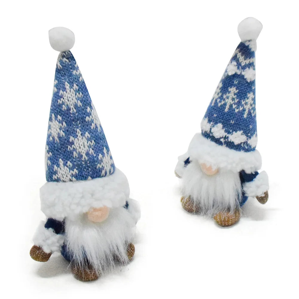 Blauer Weihnachts-Wichtel – Faceless Zwergenpuppe mit Schneeflocken | Rudolf Plüschfigur Weihnachtsdekoration Kaufschwan®