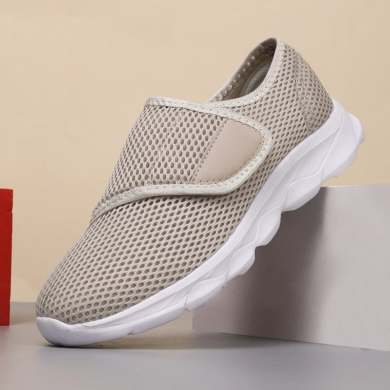 Damen Weitgeschnittene Sneaker – Atmungsaktive Mesh Freizeitschuhe | Bequeme Flache Schuhe für Damen Kaufschwan®