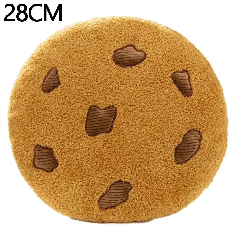 Keks Kissen | Schokoladenstückchen Keks Plüschkissen | Rundes Kissen für Boden, Sofa, Schlafzimmer Dekor & Geschenk Kaufschwan® 28cm