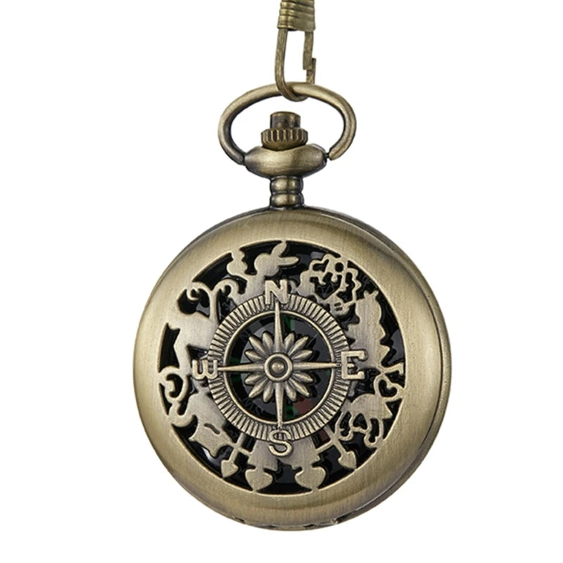Multifunktionaler Survival Kompass – Retro Klappdesign mit Hohlmuster & Kettenverschluss für Herren Kaufschwan® Bronze