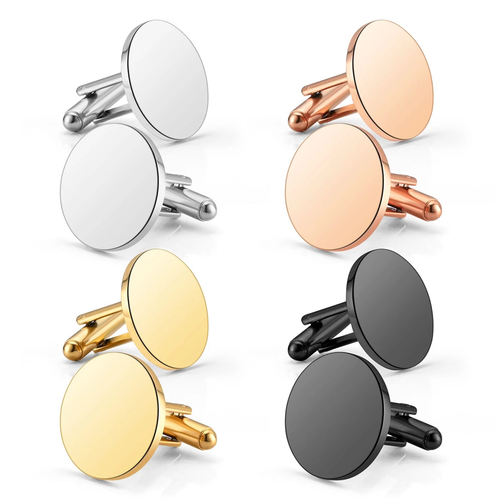 Edelstahl Manschettenknöpfe Blanko Rund – Hochglanzpoliert | DIY Schmuck Zubehör für Gravur & Personalisierung (15mm/18mm/20mm) Kaufschwan®