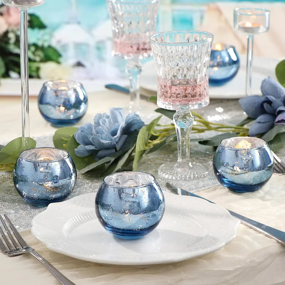 6 / 12 Stück Mercury Glas Teelichthalter – Bunte Kreative Kerzenhalter für Wohndeko, Hochzeit & Party Tischdekoration Kaufschwan®