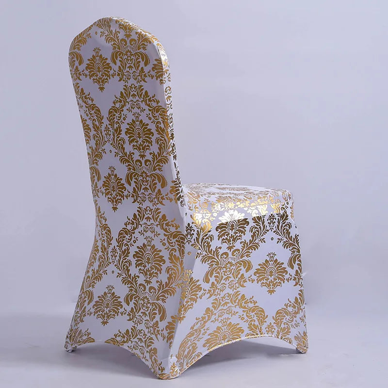 Esszimmer Stuhlbezüge mit Gold- & Silber Blumenprägung – Abnehmbare Waschbare Spandex Stretch Stuhlüberzüge für Hochzeiten & Events Kaufschwan®