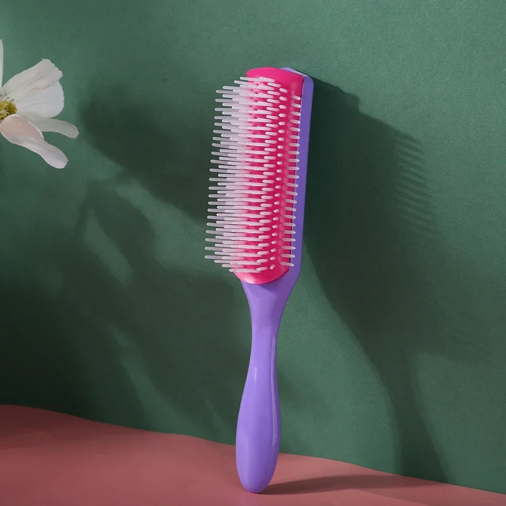 9-Reihen Styling Haarbürste – Entwirrungskamm für Glattes & Lockiges Haar | Kopfhaut-Massagebürste für Echthaar-Perücken Kaufschwan®
