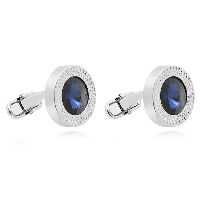 Luxus Herren Manschettenknöpfe mit Blauem Kristall – Elegante Französische Manschetten | Hochzeit, Party & Business Schmuck Geschenk Kaufschwan®