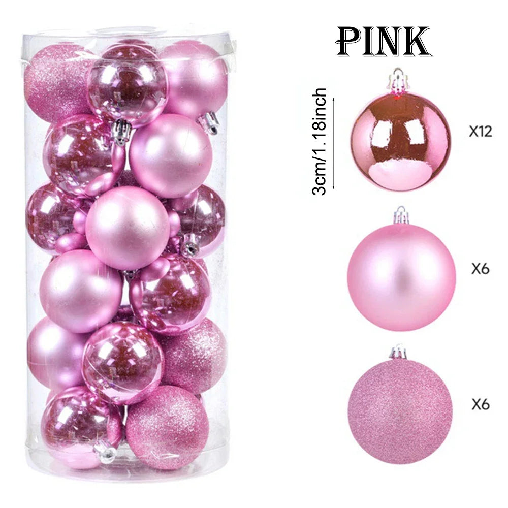 Glitzer Weihnachtskugeln – Bruchsichere Christbaum Anhänger | Festliche Deko für Weihnachten, Hochzeit & Feierlichkeiten Kaufschwan® Rosa 24er Set