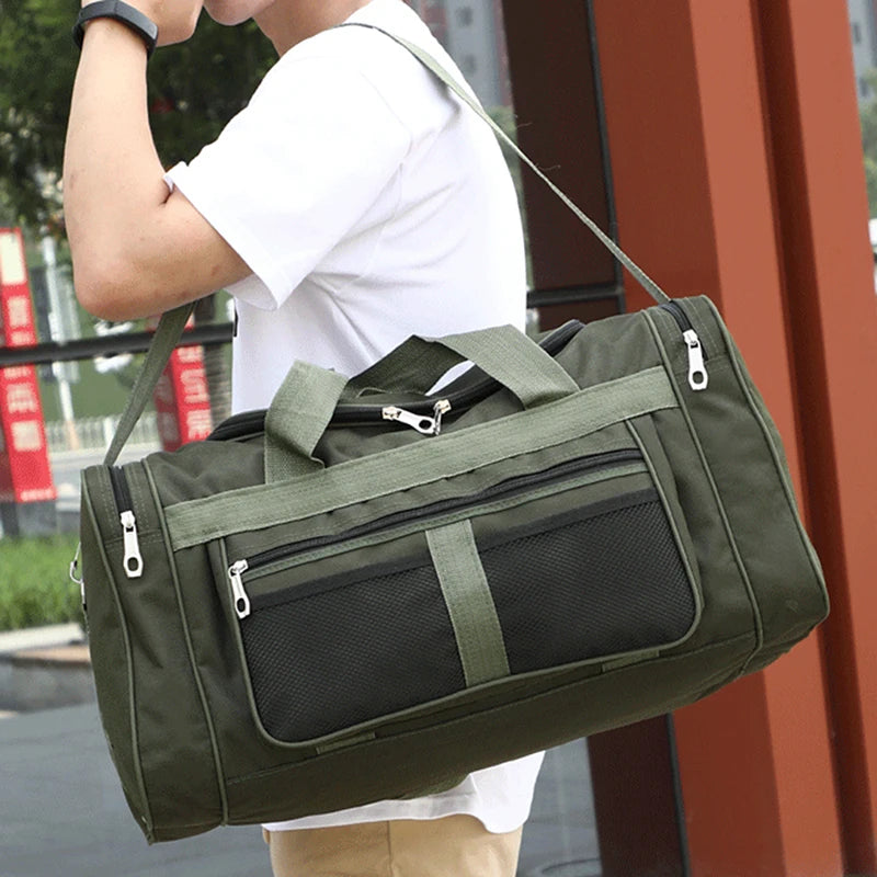 Große Aufbewahrungstasche – Wasserdichte Outdoor Reisetasche | Tragbare Weiche Damen Duffle Bag in Schwarz & Grün Kaufschwan®