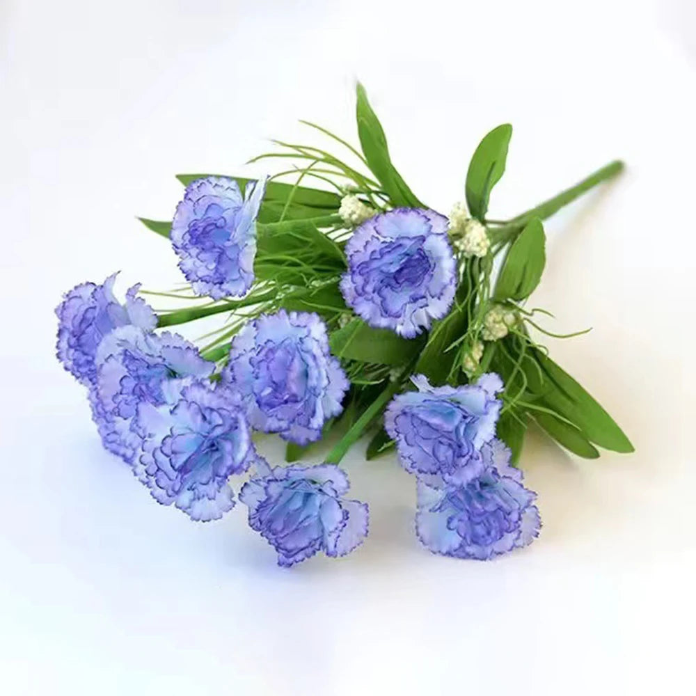 1 Strauß Künstliche Nelken – Realistischer Kunststoff-Blumenstrauß für Zuhause, Terrasse, Garten, Party & Hochzeitsdekoration Kaufschwan® Blau