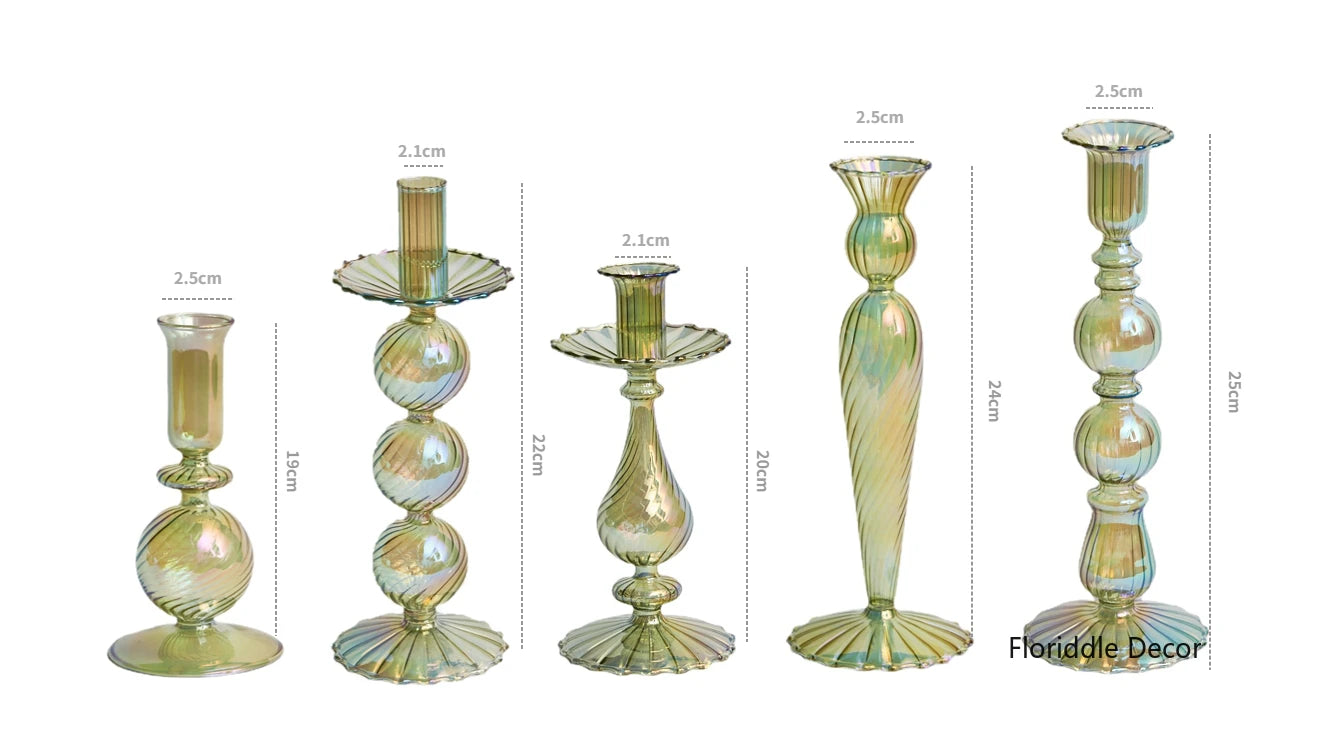 Floriddle Retro Kerzenständer – Hohe Stabkerzenhalter im Glasvasen-Stil für Zuhause, Party & Hochzeitsdekoration Kaufschwan®