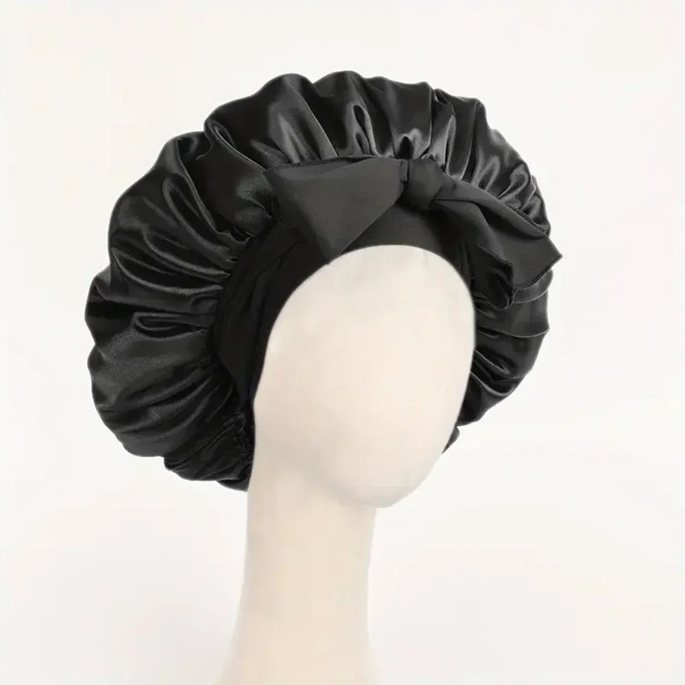 Verstellbare Satin-Schlafhaube – Seidig Weiche Haarhaube mit Bindeband für Damen und Herren