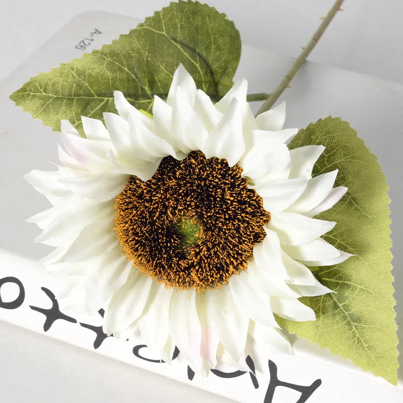 6 Stück Sonnenblumen Künstliche Blumenstrauß – Realistische Herbstdekoration für Garten & Zuhause | Florale Arrangements & Hochzeitsdeko Kaufschwan® 6 Stück Weiß