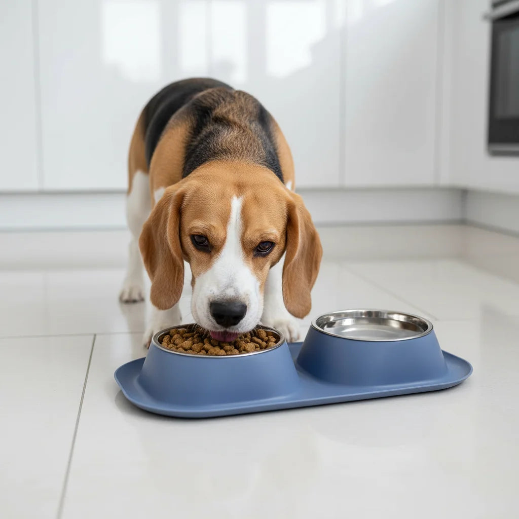 Edelstahl Doppelnapf für Hunde & Katzen – Rutschfeste Futterstation für Futter & Wasser Kaufschwan®