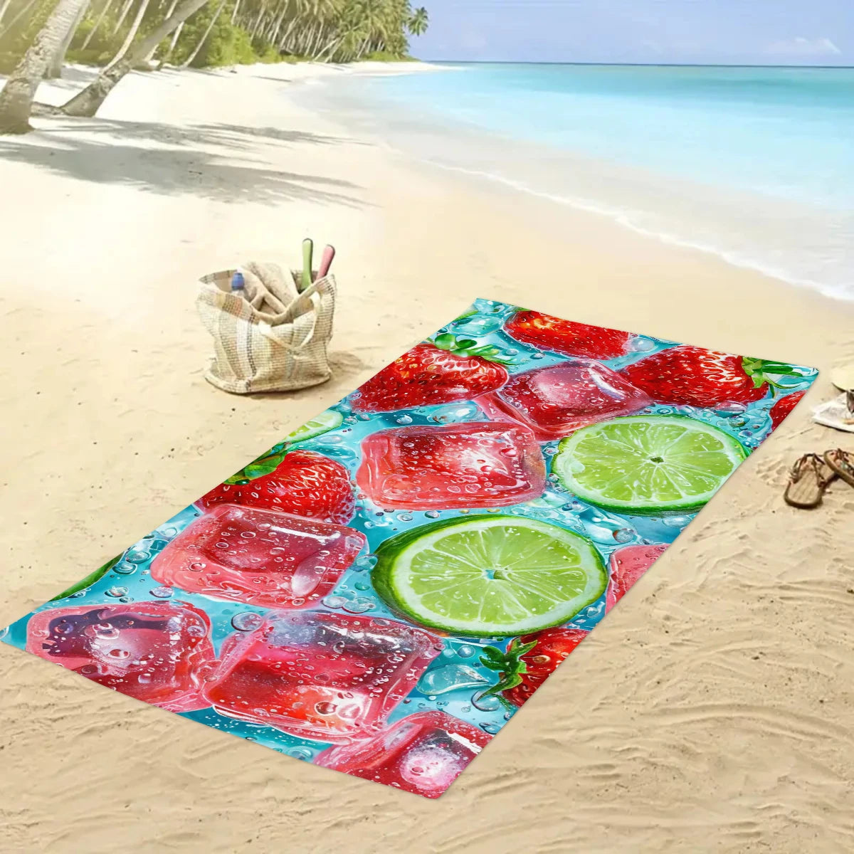 Großes Strandtuch mit Früchte-Print – Ultrafeines Mikrofaser Handtuch | Schnell Trocknend & Saugfähig für Strand, Urlaub & Camping Kaufschwan®