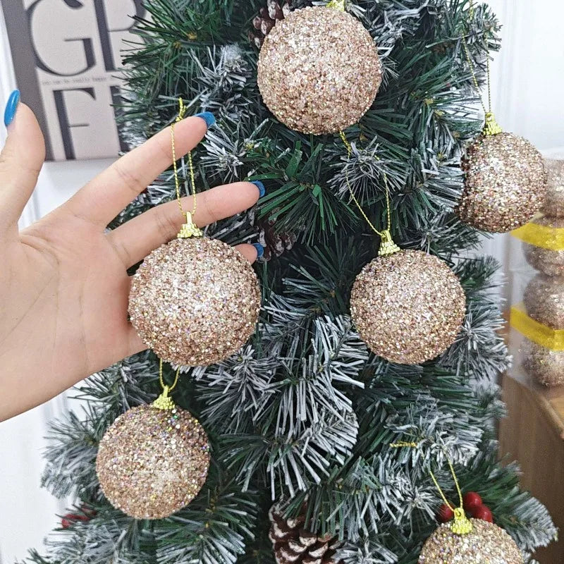 6–30 Stück Champagner Gold Glitzer Weihnachtskugeln – 6CM Christbaumkugeln | Festliche Deko für Weihnachten & Neujahr Kaufschwan®