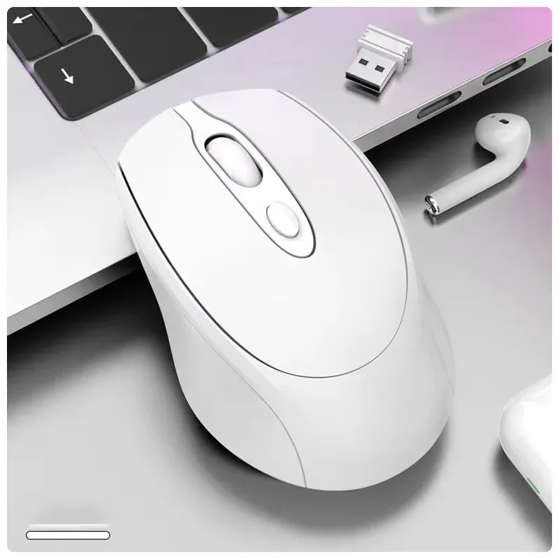 Bluetooth-Kompatible 2.4G Wiederaufladbare Kabellose Maus – Leise USB Gamer Maus für PC, Laptop, MacBook & Tablet Kaufschwan® Weiß