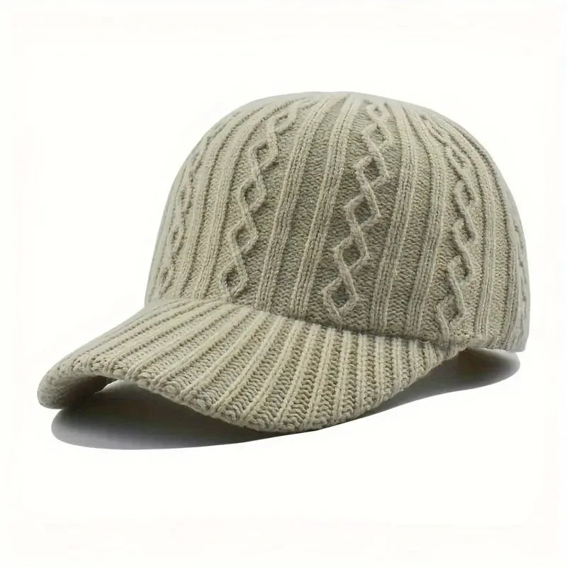 Trendige Gestrickte Baseballkappe | Herren & Damen Herbst/Winter Fashion Baseballcap | Vielseitig & Warm Kaufschwan® Beige Einstellbar