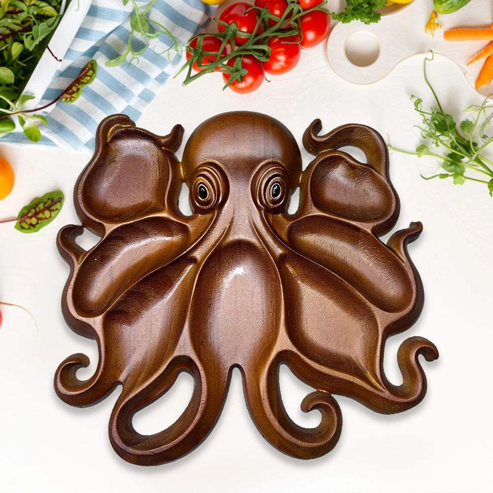 Oktopus Servierbrett aus Holz im Ozean-Design – Charcuterie- & Käseplatte für Käse, Fleisch, Brot & Obst Kaufschwan®
