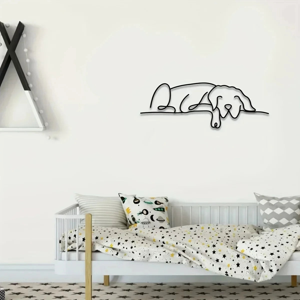 Metall Hunde Wanddeko – Minimalistisches Metall Wandbild für Wohnzimmer Kaufschwan®