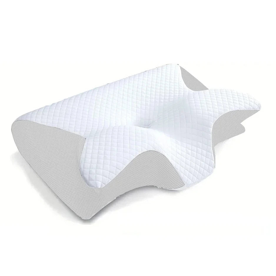 Memory Foam Nackenstützkissen – 2-in-1 Ergonomisches Orthopädisches Kissen mit Kontur für Nackenschmerzen Kaufschwan® Hellgrau