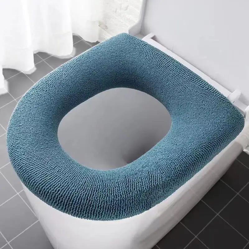 Universaler Toilettensitzbezug – Weiche Warme WC-Sitzauflage | Kürbis-Muster Badezimmer-Toilettenpolster Kaufschwan® Blau