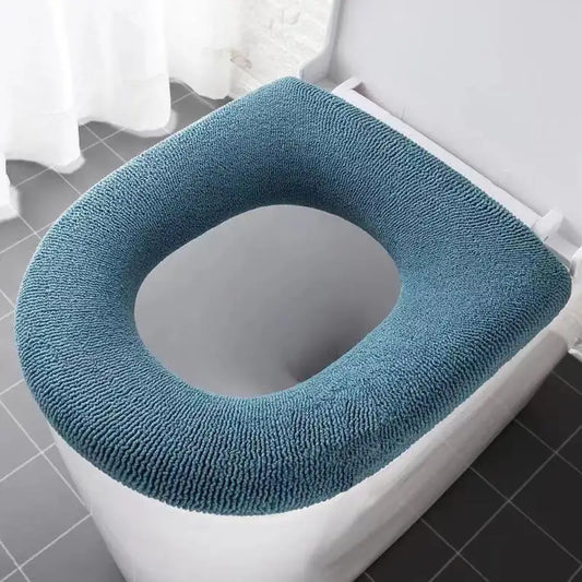 Universaler Toilettensitzbezug – Weiche Warme WC-Sitzauflage | Kürbis-Muster Badezimmer-Toilettenpolster Kaufschwan® Blau