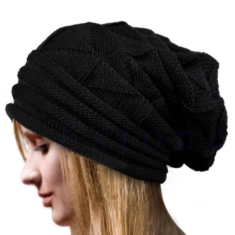 Gestrickte Oversize Baggy Beanie – Warme Wintermütze | Slouchy Wollmütze für Damen & Herren | Ski Skull Cap Kaufschwan® Schwarz Einheitsgröße