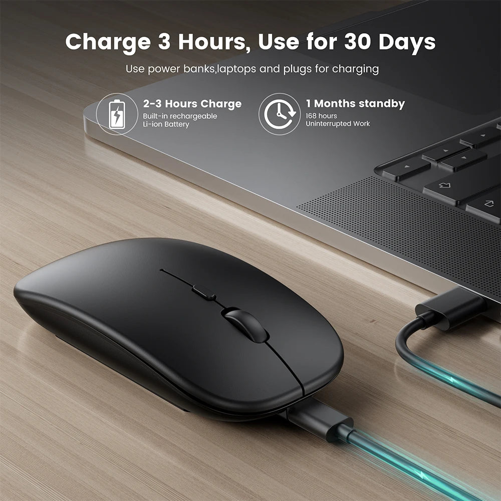 Wiederaufladbare Kabellose Bluetooth Maus – Ergonomische Mini USB 2.4GHz Leise Optische Maus für Laptop, PC & MacBook Kaufschwan®