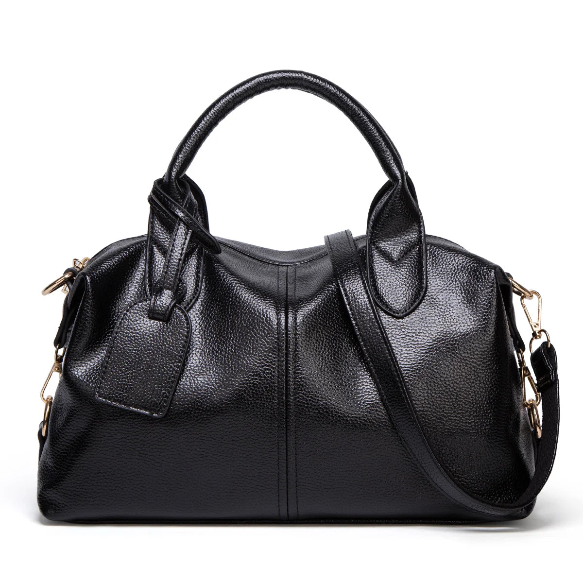 Elegante Damenhandtasche aus Oil-Wax Kunstleder mit Großem Fassungsvermögen – Boston Schulter- & Crossbody Tasche mit Reißverschluss Kaufschwan® Schwarz
