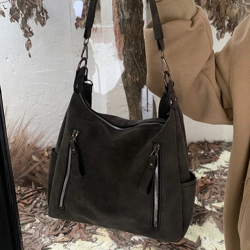 Damen Crossbody Tasche Luxus Designer – Schräge Umhängetasche & Schultertasche | Große Retro Hobo Tasche aus Mattem PU Leder Kaufschwan®