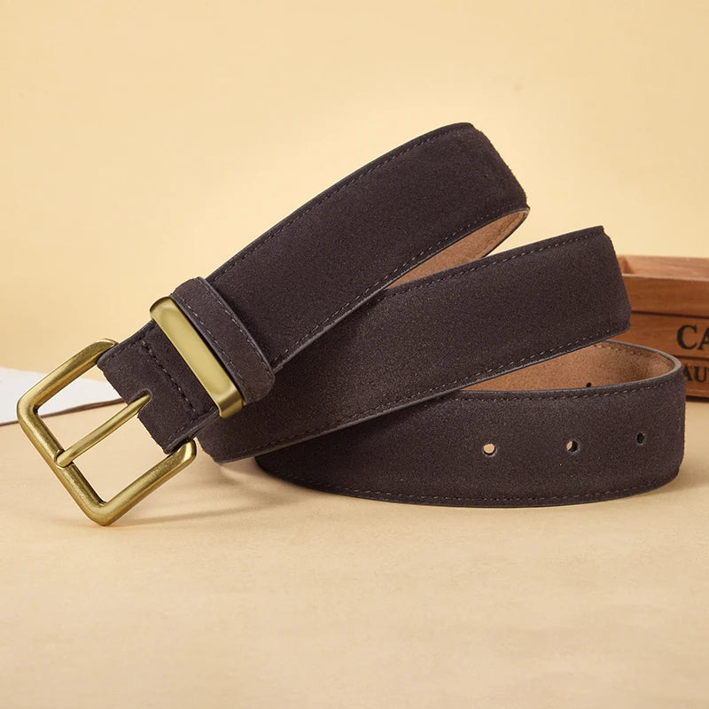 Luxus Wildledergürtel aus Rindsleder für Damen – Vintage Stil mit Goldschnalle | 3,5 cm Breiter Taillengürtel für Kleider & Jeans Kaufschwan®