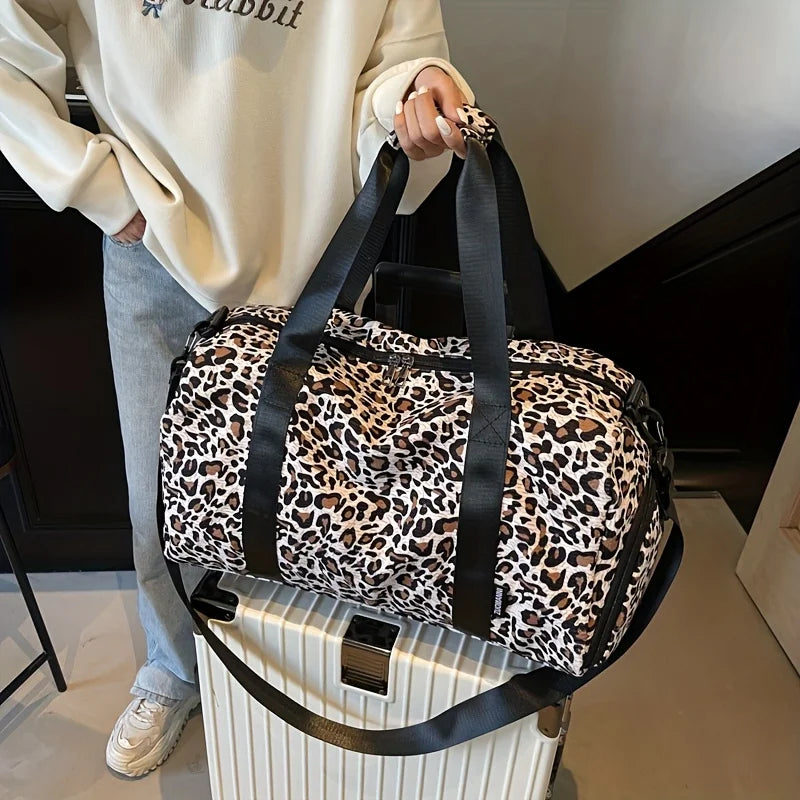 Modische Damen Leopardenmuster Tote Bag – Große Reisetasche Weekender & Overnight Bag mit Schuhfach Kaufschwan®