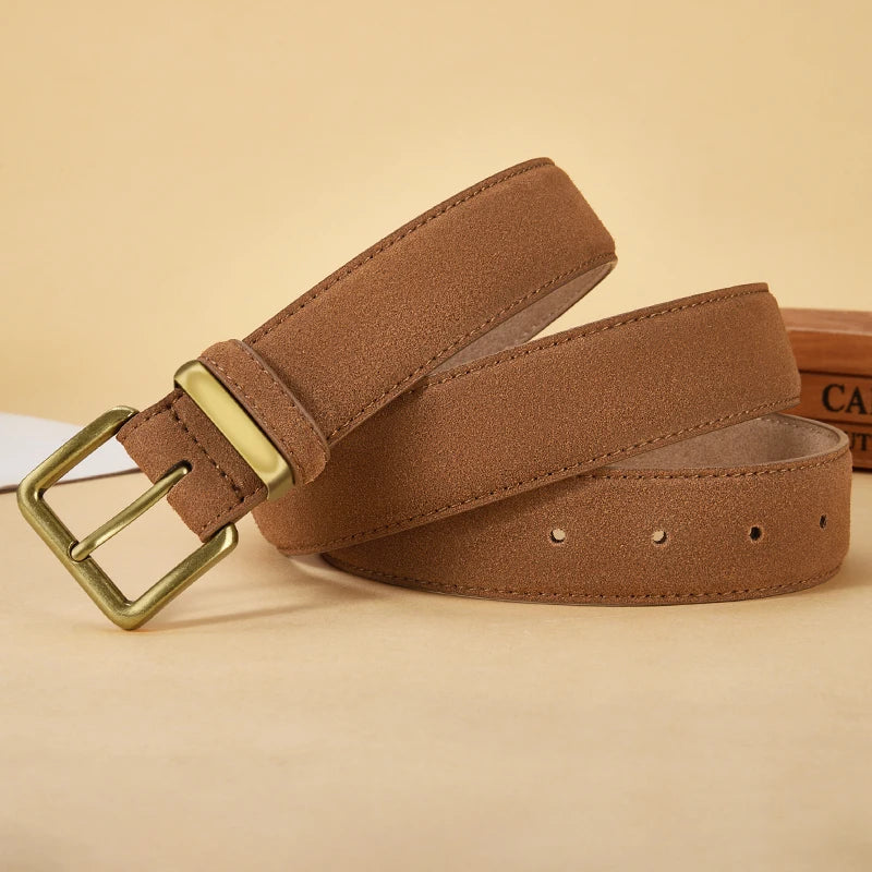 Luxus Wildledergürtel aus Rindsleder für Damen – Vintage Stil mit Goldschnalle | 3,5 cm Breiter Taillengürtel für Kleider & Jeans Kaufschwan®