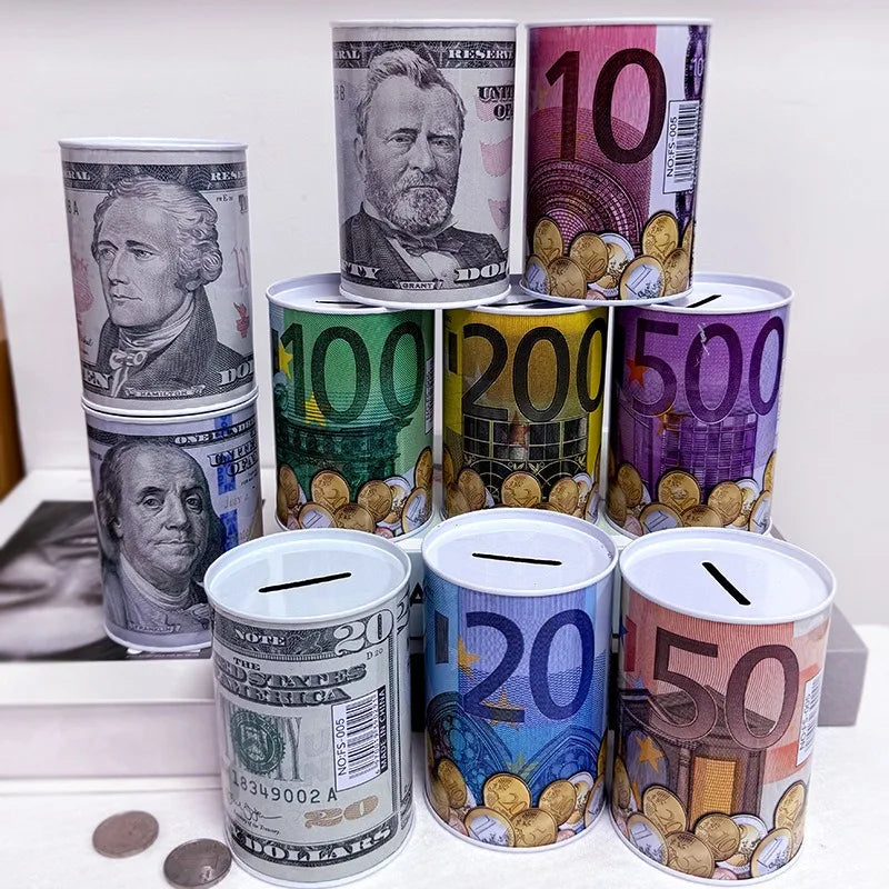 Zylindrische Euro Design Blech Sparbox – Wiederverwendbare Münz Aufbewahrung für Zuhause Kaufschwan®