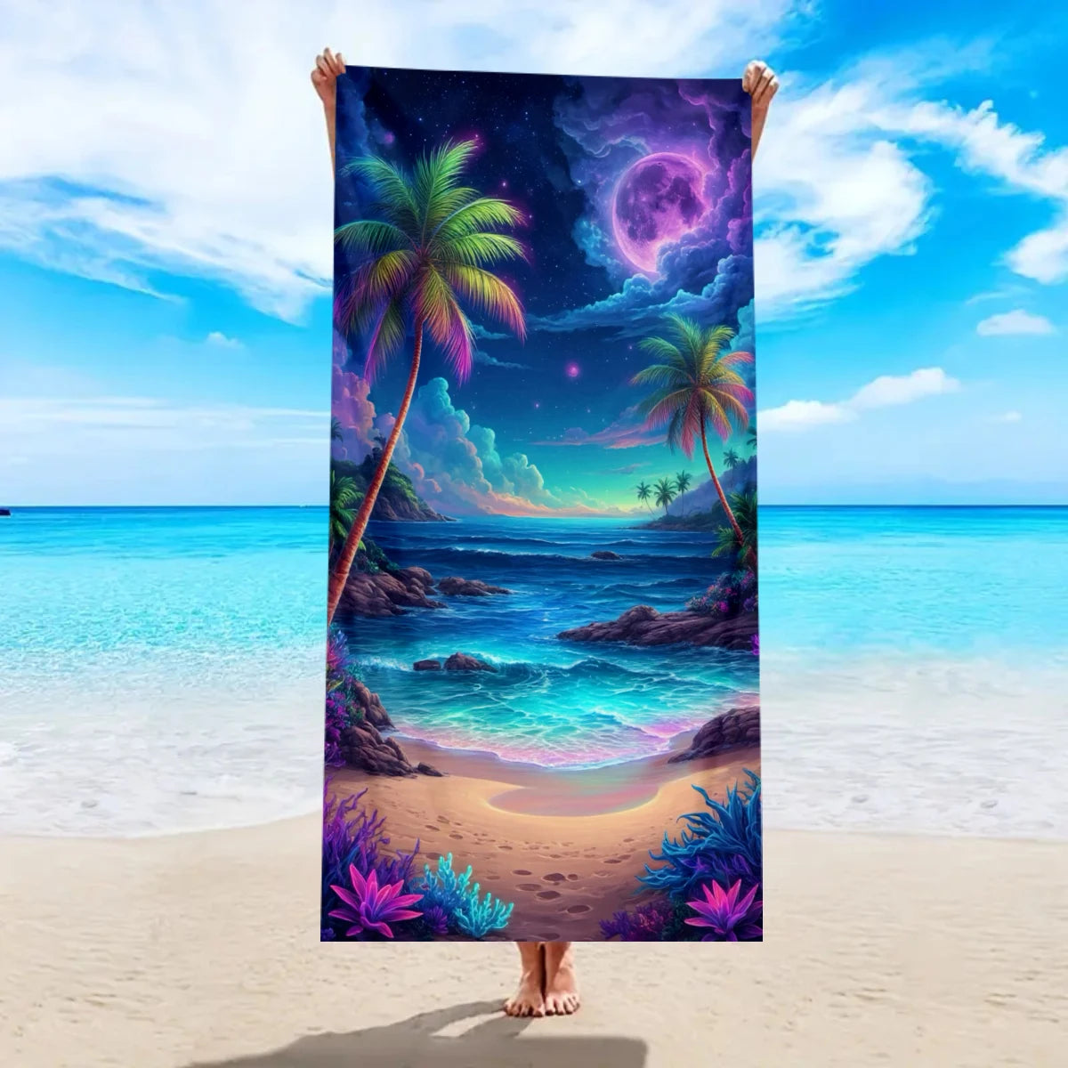 Tropisch Bedrucktes Großes Strandtuch – Schnell Trocknend & Saugfähig | Weiches Leichtes Handtuch für Schwimmen, Urlaub & Camping Kaufschwan® Design 4 150x75cm