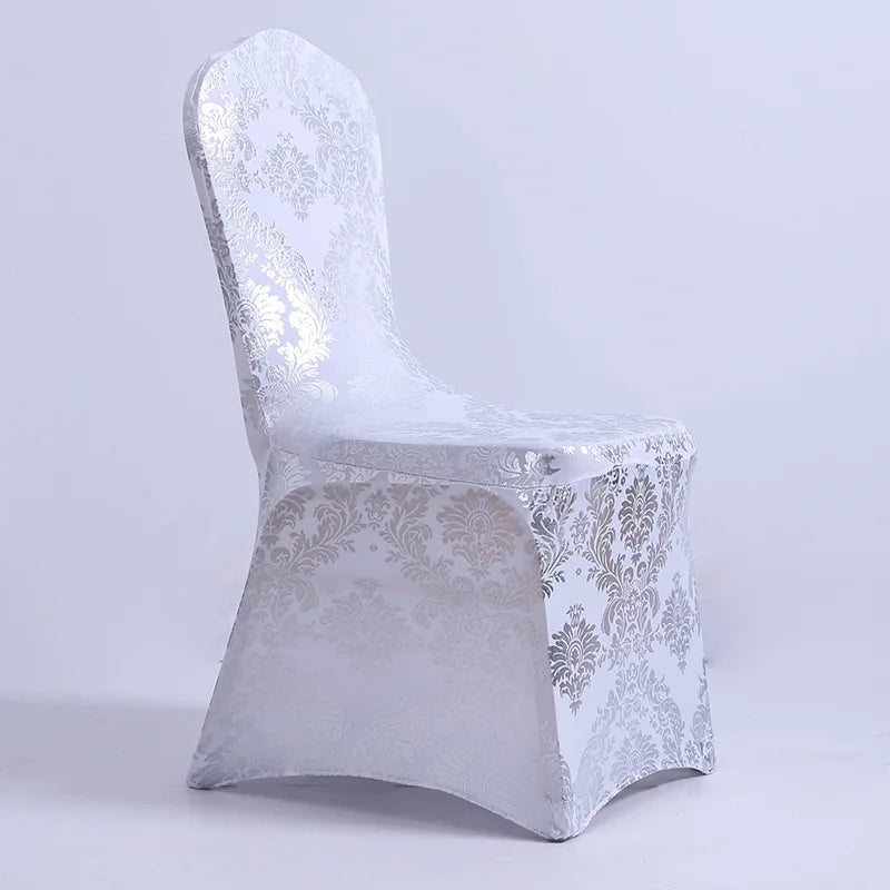 Esszimmer Stuhlbezüge mit Gold- & Silber Blumenprägung – Abnehmbare Waschbare Spandex Stretch Stuhlüberzüge für Hochzeiten & Events Kaufschwan®